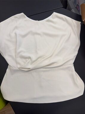 MM Lafleur Ivory Short-Sleeve Draped Front Top